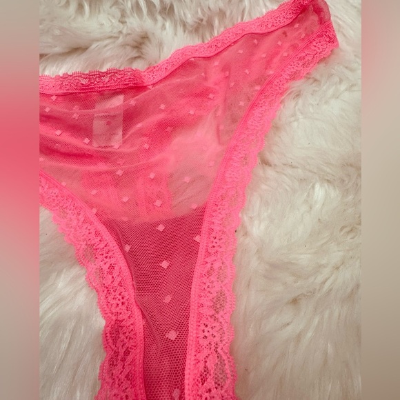 Rare Vintage Victorias Secret Neon Pink Mesh Thong - Picture 2 of 7